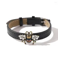 Bracelets de charme kirykle 2022 femmes abeilles bracelet noir de haute qualit￩ pu cuir en cuir insectif