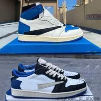 Top quality Jumpman 1 OG 1S High Low Boots Basketball Shoes classic TS x Fragment blue Lychee Skin North Carolina Womens running Sports