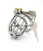 Massage New Stainless Steel Penis Sleeve Male Chastity Cage Sex Toys For Man Cockring Sex Product Cock Cage Lock And Key SM Adult 4109481