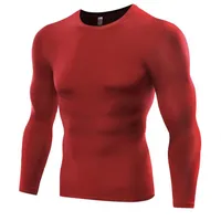 Men Compression Shirts Bodybuilding Skin Tight Long Sleeves Solid Color Clothings Workout Fitness Sportswear Shirts236d