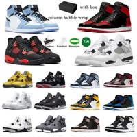 With Box 1s 4s Men Women Basketball Shoes Jumpman 4 Bred Patent University Blue Sail Military Black Red Thunder White Oreo Mens Trainers Sports Sneakers