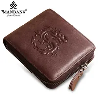 지갑 Manbang 새로운 정품 가죽 남자 지갑 동전 지갑 소형 미니 카드 홀더 체인 남성 지갑 포켓 중국어 요소 고품질 T221104