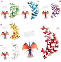 NEU 12PCS/LOT 3D Butterfly Wandaufkleber PVC Simulation Stereoskopisch Schmetterling Wandaufkleber Kühlschrank Magnet Kunst Aufkleber Kinderzimmer Wohnkultur Großhandel Großhandel