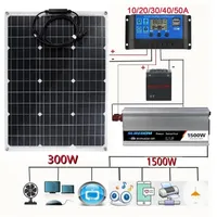 Solar Panels 1500W Solar Power System Inverter Kit 600W Solar Panel Battery Charger Complete Controller Home Grid Camp Phone 221104