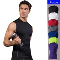 Marque de basket-ball sexy vestiges de compression sans manches T-shirt solide couleur sport exercice de fitness de gymnase