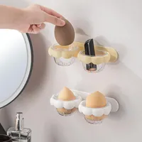 Aufbewahrungsboxen Beauty Egg Bad Bad Kosmetikbox Pulver Puffpuff Rack Wand montiert Abfluss Waschtisch Gesichtsschwamm
