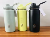LL Water Bottle Vacuum Yoga Fitness Bottles Simple Pure Color Straws Stainless Steel Insulated Tumbler Mug Cups with Lid Thermal I1907024