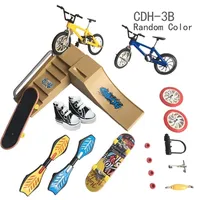 Игрушки пальцев двухколесных скутера палуба BMX Tip Board Shoes Mini Ramp Skatebing Pinger Skate Board Bicycle Set Kids Gifts 221105