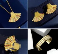 Fashion Basilisk Medusa Card Frauen Halskette Hengst Ohrring Sets Messing 18K Gold Platted Ladies Fan Rock Diamonds Designer Designer Schmuck Cyms 53 53