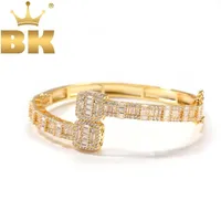 Bracelets de charme The Bling King Baguettecz Bracelet Square Cumbic Zirconia hiphop luxe Gold Rappeur Fashion Bijoux Punk Men Bangle 221105