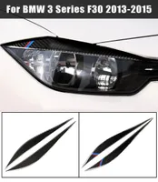Decoração de fibra de carbono faróis Tampa das pálpebras de sobrancelhas para BMW F30 20132018 3 Acessórios da série Garetres leves de carro7026555