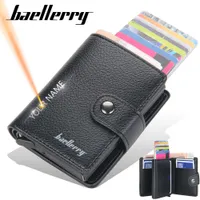 Wallets Baellerry RFID Men Wallets New Short Name Print Card Holder Popup Slim Male Purse High Quality PU Leather Brand Men&#039;s Wallet T221104