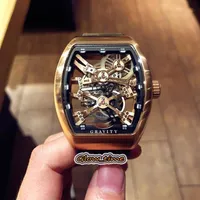 Wristwatches MEN'S COLLECTION VANGUARD V 45 T GR CS SQT NR Skeleton Dial Japan Miyota Automatic Mens Watch Rose Gold Case L308M