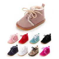 Baby Boots Super Warm Pu Leather with Winter Winter Baby Shoes Lace Up Floral Printing Mocasins Toddler Girls Boys Snow Boots281y