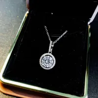 Kolye Kolyeleri Yuvarlak Kübik Zirkonya Dimond Kolye Kadınlar için Kız Kıçlı Gümüş S925