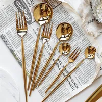 New Arrived Home Dining Tools Stainless Steel Flatware PVD Gold Finishing Hand Polishing Cutlery Set Knife Spoon Fork Set219d