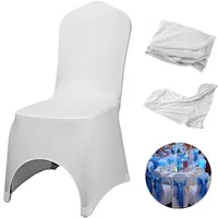 Vevor White Chair Covers 50 100 150pcsストレッチポリエステルスパンデックススリップカバーバンケットダイニングパーティーウェディングデコレーション201120289h