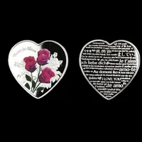 10 pezzi non magnetici il 2019 Love Heart a forma di cuore amante rosa badge argento placcato 40 mm souvenir decorazione commemorativa moneta243p