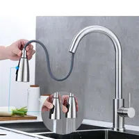Rubinetto da cucina oro spazzolato e multicolore tira per acqua per acqua a maniglia singola rotazione rubinetti218e