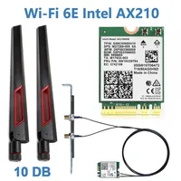 Network Adapters Wi-Fi 6E Intel AX210 Card Bluetooth 5.3 WiFi 6 Adapter 5374Mbps 2 In 1 Desktop Kit 10DBi Antenna 802.11ax 2.4G/5Ghz/6Ghz For PC 221105
