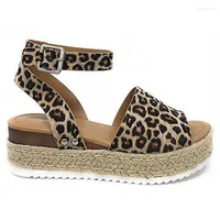 Sandals 2022 Style Summer Leopard Rome Chaussures Femme Large Size Thick Base With Ladies Open Toe Platform
