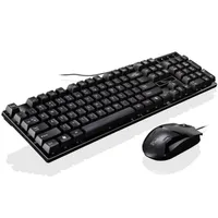 لوحة مفاتيح Office Wired Wired و Mouse Combos Classic Black Keyboard للكمبيوتر الشخصي كمبيوتر سطح المكتب HTHD260G