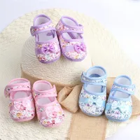 Whole-Todder Pre-Walker Shoes Flowers Bow Newborn Baby Shoes 11 см 12 см 13 см весенней осени Soft Sole279i