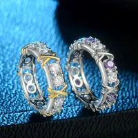 أزياء 925 الجنيه الفضي الفضي CZ CZ Diamond Stone Cross Rings مصمم العلامة التجارية الفاخرة لشراء الزفاف الزفاف خاتم الخطوبة هدية هدية عالية
