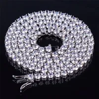 Pendant Necklaces TOPGRILLZ m-10mm Iced Out Bling AAA Zircon 1 Row Tennis Chain Necklace Men Hip Hop Jewelry Gold Silver Color Charms 221105