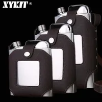 Xykit Big Capacité 18 26 35oz en acier inoxydable Flasques de whisky brun transparent boucle éloigne