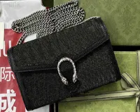 أكياس Realfine 5A 401231 20 سم الدنيم الأسود Dionysu2023 حقائب اليد الكتف سلسلة مصغرة للنساء مع الأزياء الأزياء الغبار الأزياء متعددة الاستخدامات