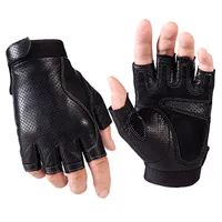 Пяти пальцев перчатки весны мужчины кожаные перчатки черные антискидные рукавицы без пальцев тактические перчатки на открытом воздухе танцевальная перчатка AGC005 221105