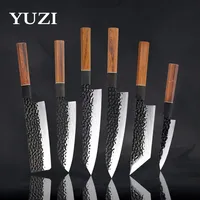 Kitchen Knives set 1-6 Handmade Forged High Carbon Stainless Steel Japanese Santoku Chef Knife Sharp Cleaver Slicing tool270d