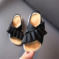 Sandals per bambini estivi in ​​pelle inghiottito per bambini scarpe per bambini scarpe per bambini carini per la moda principessa femminile sandali 21-30185q