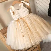 INS Girls Neaded Lace Party Dresses Baby Kids Fluffy Gauze Tutu Princess Dress Children's Day ClothingA9213310S