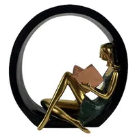 Творческая смола чтение девушки статуэтки украшения Европа леди миниатюрная мебель
