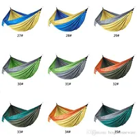 44 Colors Nylon Hammock With Rope Carabiner 106 55 inch Outdoor Parachute Cloth Hammock Foldable Field Camping Swing Hanging Bed BC BH12516
