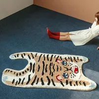 Niedlicher Cartoon Tiger -förmiger weicher Touch kleiner Dekorationsbereich Teppich 80x160 cm Ins Beliebte nordische Style Home Collection Teppich 2103011709