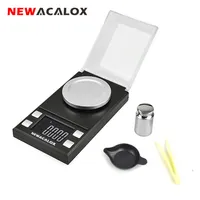 NEWACALOX 50G 100G 0 001G LCD 디지털 보석 스케일 실험실 체중 고정 정밀도의 약용 휴대용 미니 전자 균형 C1016269I