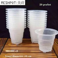 20 pcs lot Meshpot 10cm Clear Plastic Orchid Cactus Pots Succulent Planter With Holes Air Pruning Function Root Growth Slots 210401344u