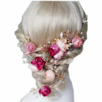 DWWTKL Rose Headpieces Set Flower Hoofdress Sieraden Bruidaccessoires Hoofdkleding voor bruiloft of feest188ii