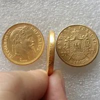France 1862b fait de napoléon d'or plaqué en laiton 20 francs belles ornements de pièces de monnaie répliques de pièces de monnaie accessoires de décoration de maison 227c