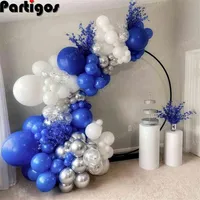 125pcs Royal Blue White Balloon Garland Arch Kit de 12 pulgadas de plataformas de confeti de planta para baby shower Decoración de bodas H220412496