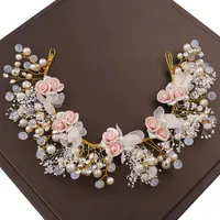 Niños Rinestono Pearl Flower Crown Fashion Crystal Hold Gorlands Genlands Joyas Pogray Girls Accesorios para el cabello A6650290J