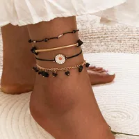 Chevilles 4 pcs / sets femmes mode gemm irrégulière daisy pour perles à la mode bracelet de cheville
