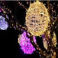 أضواء عيد الميلاد في الهواء الطلق جديدة LED Rattan Ball String Light 20cm 30cm100 LED الفوانيس المزخرفة
