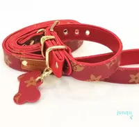 Red Bow Dog Coldars Leather Pet Traction Rope Suit Outdoor Cog Products Designer Leashes 023