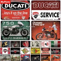 Ducati Metal Sign Vintage Plaque Service Tin Sign Sign Decor for Plate Plate Crafts Affiche Moto Motorcycle Custom Q0723233R
