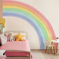 Funlife Vida aquarela Rainbow Wall Mural Wall Stickers Auto-adesivo papel de parede quarto quarto da sala de estar à prova d'água Home282c