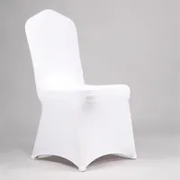 100pcs Couvertures de chaise de mariage universel en spandex blanche pas cher pour la f￪te Banquet El Dining Stretch Elastic Polyester Couverture chaise Y2001042322
